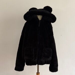 H&M Cozy Black Faux Fur Kids Jacket